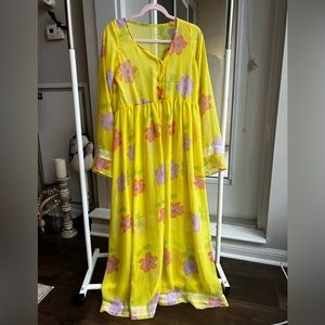 Vintage Floral Chiffon Duster Size XL